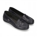 Classic school GIRL Moccasin shoes in Boxcalf Nappa leather with rubber sole.