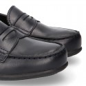 Classic school GIRL Moccasin shoes in Boxcalf Nappa leather with rubber sole.