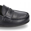 Classic school GIRL Moccasin shoes in Boxcalf Nappa leather with rubber sole.