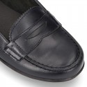 Classic school GIRL Moccasin shoes in Boxcalf Nappa leather with rubber sole.