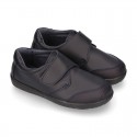 School Washable Nappa leather kids Blucher shoes laceless.