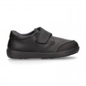School Washable Nappa leather kids Blucher shoes laceless.