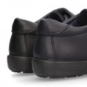 School Washable Nappa leather kids Blucher shoes laceless.