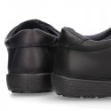 School Washable Nappa leather kids Blucher shoes laceless.