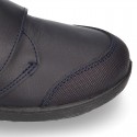 School Washable Nappa leather kids Blucher shoes laceless.