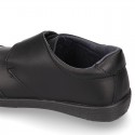 School Washable Nappa leather kids Blucher shoes laceless.