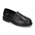 Classic school Kids Moccasin shoes in Nappa leather with rubber sole.