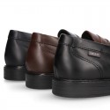 Classic school Kids Moccasin shoes in Nappa leather with rubber sole.