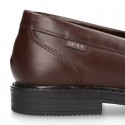 Classic school Kids Moccasin shoes in Nappa leather with rubber sole.