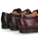 School Classic girl Nappa leather little Mary Jane shoes with chopped design, hook and loop strap in classic colors.