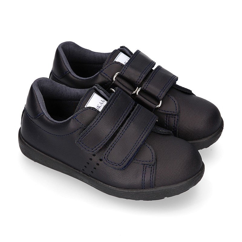 Zapatillas niños piel velcro