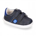 Navy blue color OKAA FLEX tennis kids shoes laceless.