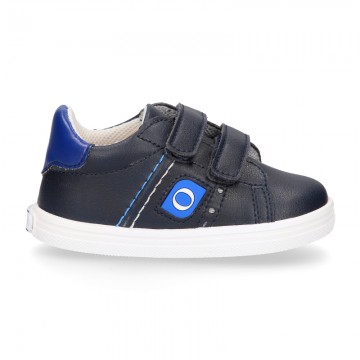 Navy blue color OKAA FLEX tennis kids shoes laceless.