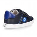 Navy blue color OKAA FLEX tennis kids shoes laceless.