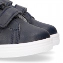 Navy blue color OKAA FLEX tennis kids shoes laceless.