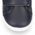 Navy blue color OKAA FLEX tennis kids shoes laceless.