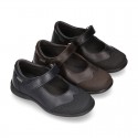 Stylized Mary Jane School shoes with hook and loop strap in PREMIUM leather.