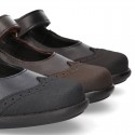 Stylized Mary Jane School shoes with hook and loop strap in PREMIUM leather.