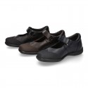 Stylized Mary Jane School shoes with hook and loop strap in PREMIUM leather.