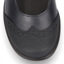 Stylized Mary Jane School shoes with hook and loop strap in PREMIUM leather.