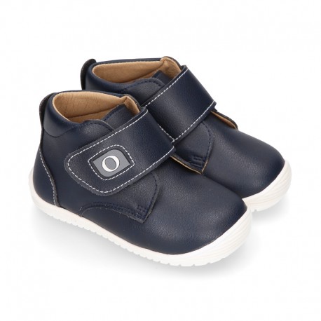 Navy Blue color OKAA FLEX kids Bootie shoes laceless and with toe cap.