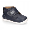 Navy Blue color OKAA FLEX kids Bootie shoes laceless and with toe cap.