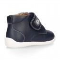 Navy Blue color OKAA FLEX kids Bootie shoes laceless and with toe cap.