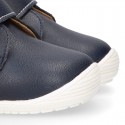 Navy Blue color OKAA FLEX kids Bootie shoes laceless and with toe cap.