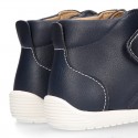 Navy Blue color OKAA FLEX kids Bootie shoes laceless and with toe cap.