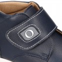 Navy Blue color OKAA FLEX kids Bootie shoes laceless and with toe cap.