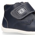 Navy Blue color OKAA FLEX kids Bootie shoes laceless and with toe cap.