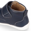 Navy Blue color OKAA FLEX kids Bootie shoes laceless and with toe cap.