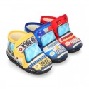 FUNNY print designs wool knit kids bootie home shoes with hook and loop strap.