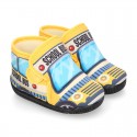 FUNNY print designs wool knit kids bootie home shoes with hook and loop strap.