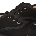 Autumn winter BLACK canvas Kids LACES UP shoes with chopped design.