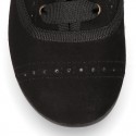 Autumn winter BLACK canvas Kids LACES UP shoes with chopped design.