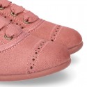 Autumn winter MAKE UP PINK canvas Kids LACES UP shoes with chopped design.