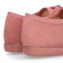 Autumn winter MAKE UP PINK canvas Kids LACES UP shoes with chopped design.