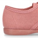 Autumn winter MAKE UP PINK canvas Kids LACES UP shoes with chopped design.
