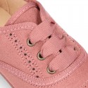 Autumn winter MAKE UP PINK canvas Kids LACES UP shoes with chopped design.