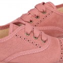 Autumn winter MAKE UP PINK canvas Kids LACES UP shoes with chopped design.