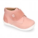 SOFT Nappa leather OKAA FLEX kids Bootie shoes laceless and with toe cap.