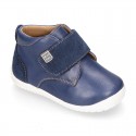 SOFT Nappa leather OKAA FLEX kids Bootie shoes laceless and with toe cap.