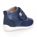 SOFT Nappa leather OKAA FLEX kids Bootie shoes laceless and with toe cap.