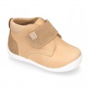 SOFT Nappa leather OKAA FLEX kids Bootie shoes laceless and with toe cap.