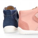 SOFT Nappa leather OKAA FLEX kids Bootie shoes laceless and with toe cap.