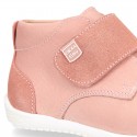 SOFT Nappa leather OKAA FLEX kids Bootie shoes laceless and with toe cap.