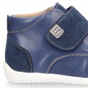 SOFT Nappa leather OKAA FLEX kids Bootie shoes laceless and with toe cap.