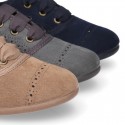 Autumn winter color canvas Kids LACES UP shoes with chopped design.