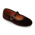 VELVET stylized Girl Mary Jane shoes with buckle fastening.